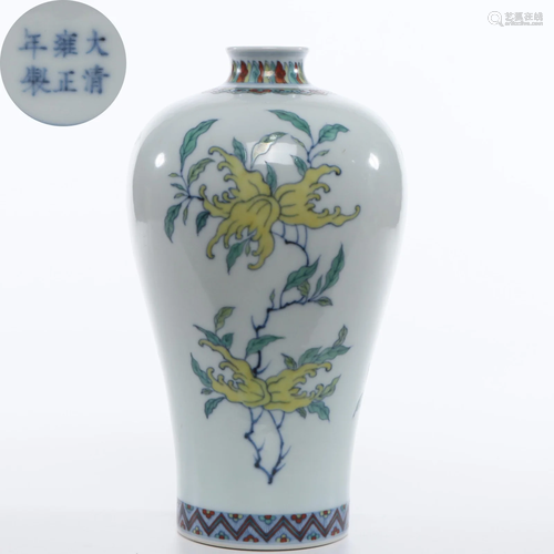 A Doucai Glazed Vase Meiping Qing Dynasty