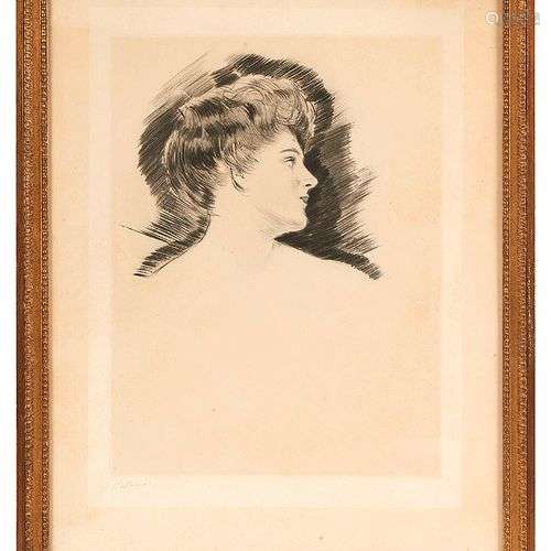 Paul César HELLEU (1859-1927) Portrait de femme Pointe sèche...