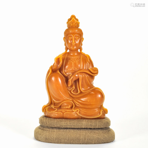 A Carved Tianhuang Seated Guanyin Qing Dynasty