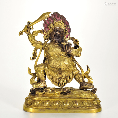 A Gilt-bronze Mahakala Qing Dynasty