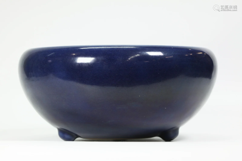 Large Chinese 19th C Blue Porcelain Incense Burner