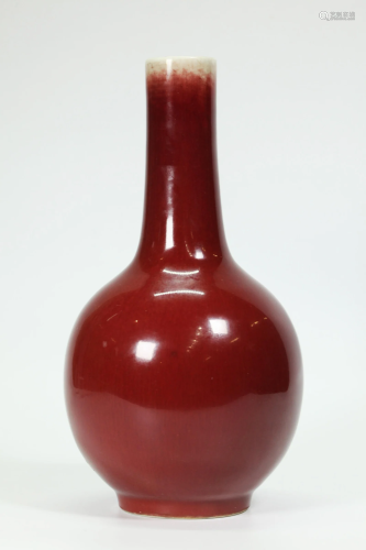 Chinese Red Crackle Porcelain Bottle Vase