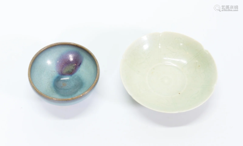 Chinese Porcelain Qingbai Plate & Junyao Bowl