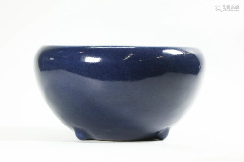 Chinese 19th C Blue Porcelain Incense Burner