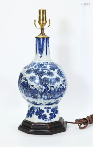 Dutch Delft 17th C Blue White Faience Bottle Vase
