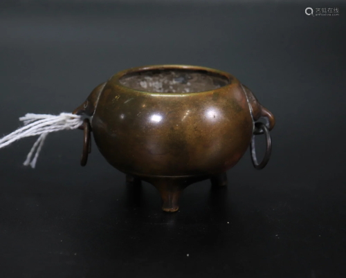 Chinese 19th Century Bronze Small Incense Burner
