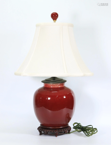 Chinese Underglaze Red Porcelain Vase Lamp
