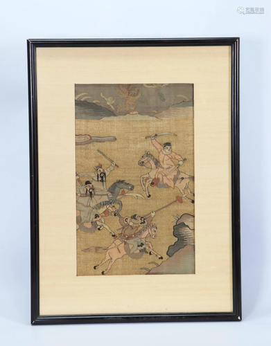 Chinese 19th C Kesi Silk & Gold Military Tapestry