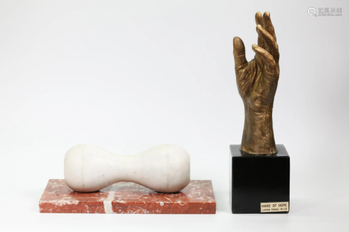 2 Mid Century Modern Sculptures; Marble / Plaster