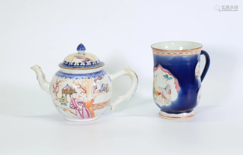 2 Chinese 18th C Export Enameled Porcelains