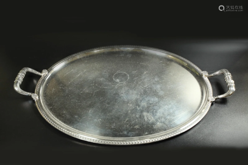 Christofle Malmaison Silver Oval 2 Handle Tray