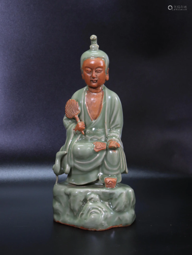 Chinese Longquan Celadon Porcelain Seated Buddha