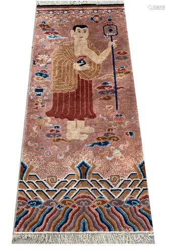 Tibetan Bodhisattva Pillar Carpet Probably Silk