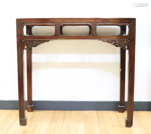 Chinese Hard Wood Rectangular Table Thru Tenon Top