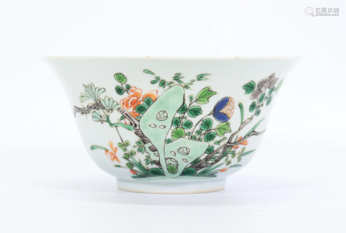 Chinese Famille Verte Porcelain Floral Bowl