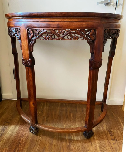 Chinese Hard Wood Half-Round Side Table