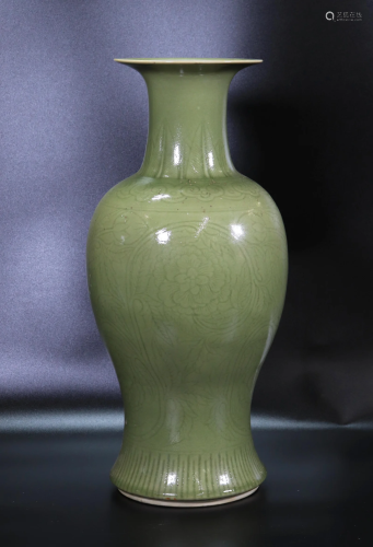 Chinese Carved Longquan Celadon Porcelain Vase