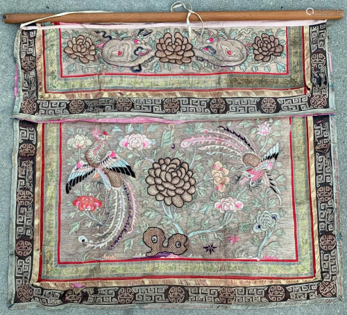 Chinese Late Qing Heavily Embroidered Table Front