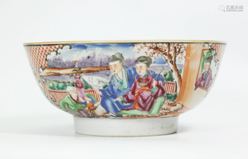 Chinese 18th C Mandarin Enamel Porcelain Bowl
