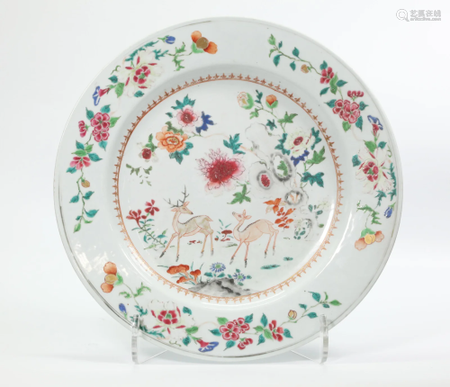 Large Chinese 18 C Famille Rose Porcelain Charger