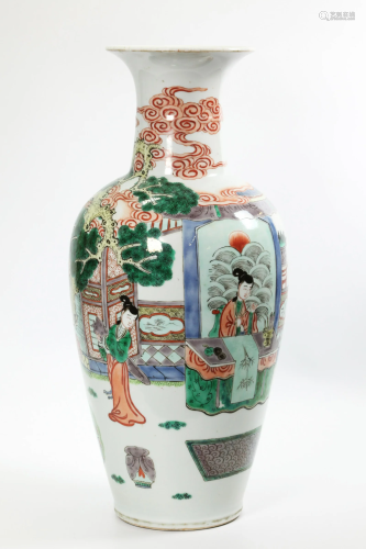 Large Chinese Famille Verte Enamel Porcelain Vase