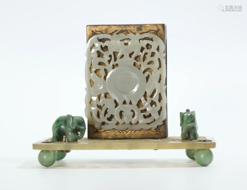 Chinese Qing White Jade Plaque on Match Striker