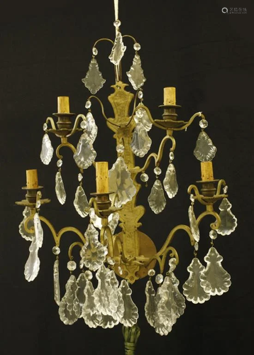 PAIR OF GILT BRONZE WALL LIGHTS WITH DROPS