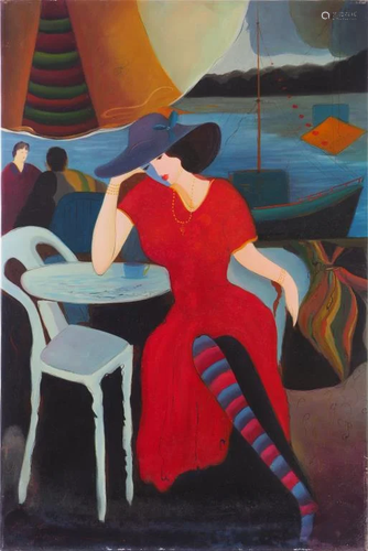 OIL PAINTING ON CANVAS OF A THINKING WOMAN