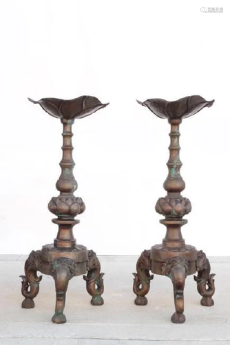 PAIR OF BRONZE CANDLESTICKS