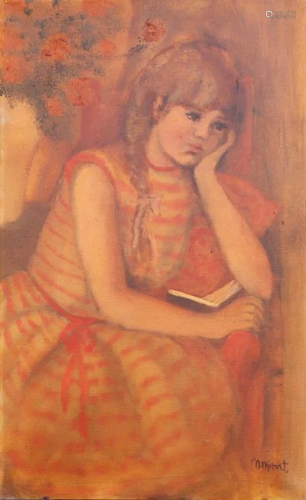 OIL PAINTING ON CANVAS OF A GIRL READING