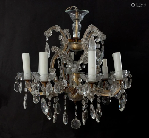 NINE-LIGHT GLASS CHANDELIER