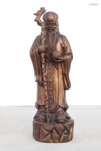 CHINESE CARVED BRONZE FIGURE OF 'SHOU'