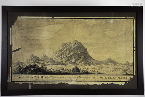 ANTIQUE PRINT OF A MOUNTAIN LANDSCAPE SCENE