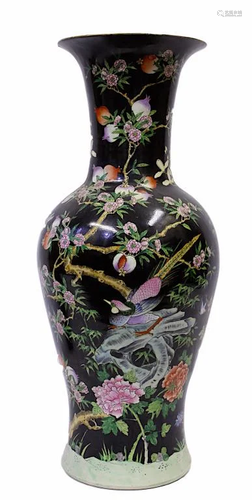 MASSIVE 18TH C. CHINESE FAMILLE NOIRE VASE