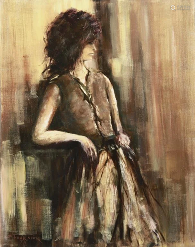 OIL ON CANVAS PAINTING OF A LADY BY S. FOURNIER