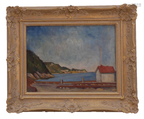 GILTWOOD FRAMED OIL PAINTING BY M.C.THOMPSON