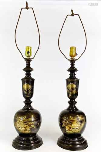 PAIR OF JAPANESE BRONZE LAMPS