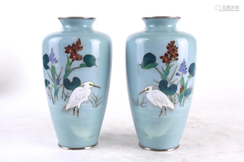 PAIR OF JAPANESE CLOISONNE VASES