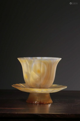 AGATE CUP AND SAUCER