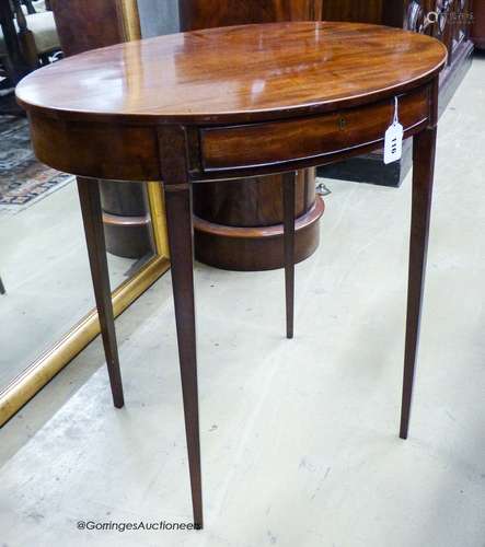 An early 19th century and later oval mahogany table, width 6...