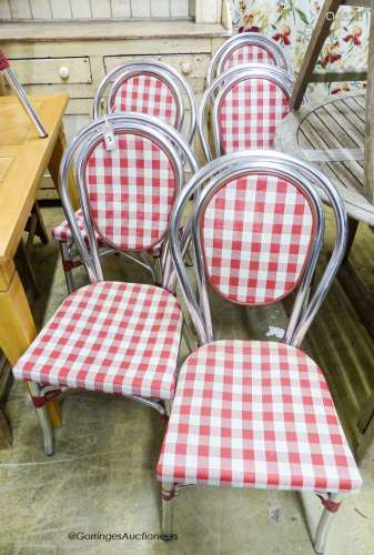 A set of ten retro aluminium bistro chairs