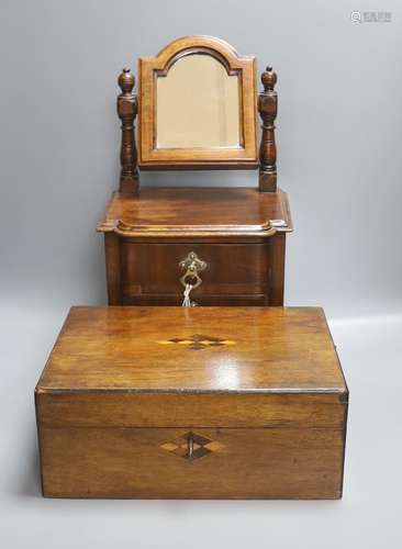 A Victorian walnut workbox and a miniature mahogany chest, h...