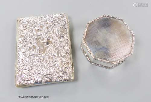 A late Victorian repousse silver mounted card purse, William...