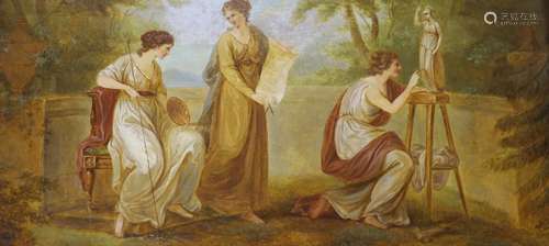 English school circa 1900, oil on panel, classical figures, ...