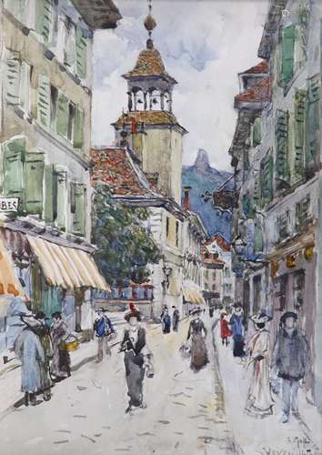 Robert Goff (1837-1922), watercolour, Vevey, signed and date...