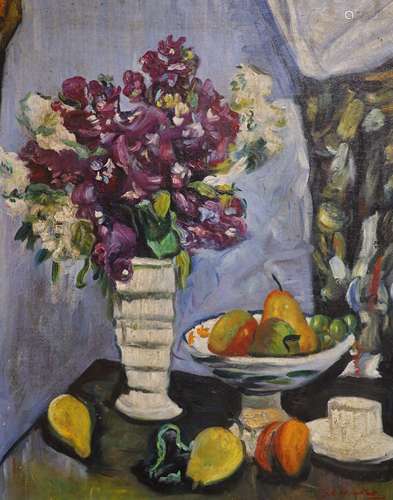 After George Leslie Hunter, oil on board still life of flowe...