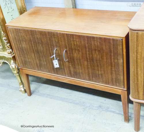 A Gordon Russell Ltd teak and Indian laurel 2 door side cabi...