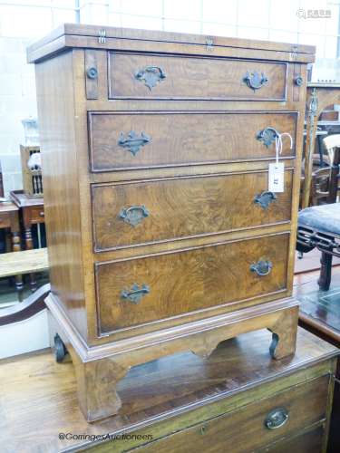 A reproduction George I style walnut bachelor chest, width 5...