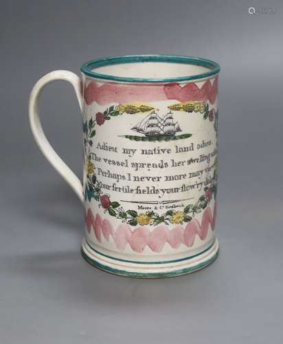 An early 19th century Sunderland pearlware ’frog’ mug, heigh...