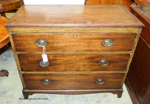 A 19th century mahogany three drawer chest, width 90cm, dept...
